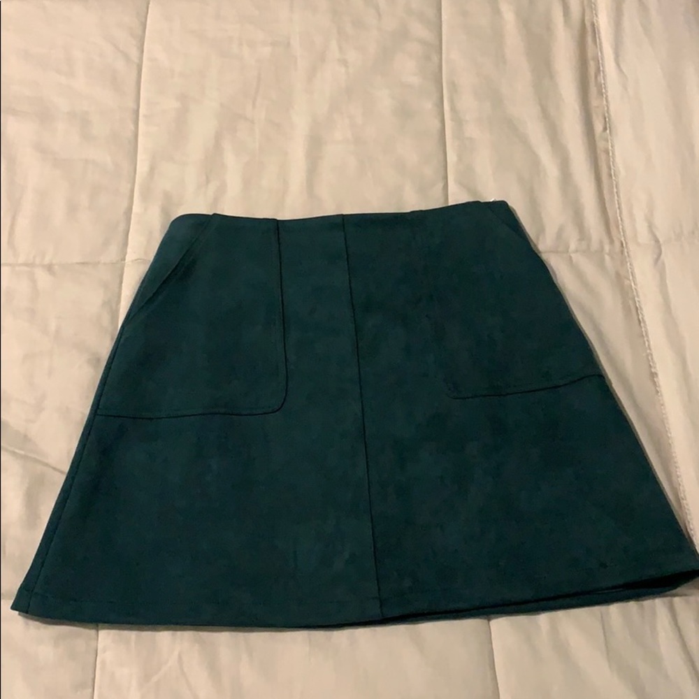 Faux suede green skirt